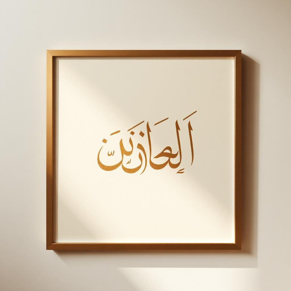 Handmade Arabic calligraphy artwork framed in gold